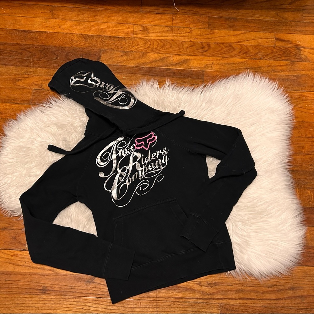Fox Women's Black and Silver Graphic Hoodie